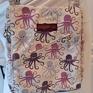 Bungalow 360 Octopus Print Bag in Purple and Cream Crossbody Messenger